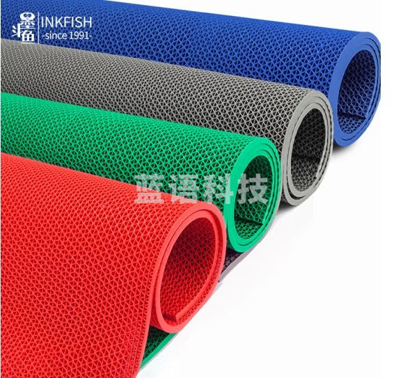 墨斗鱼S纹PVC镂空防滑地垫厨房卫生间镂空隔水垫网眼疏水车间地铁脚垫0.9*1m可裁剪厚3.5mm