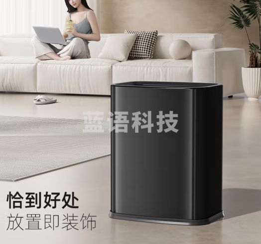 家杰优品垃圾桶内外双桶夹缝直投8L家用客厅办公卫生间不锈钢金属垃圾桶