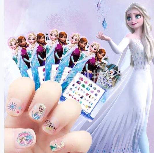 儿童美甲指甲贴纸玩具【5张不重复】卡通女孩公主贴纸玩具冰雪奇缘款女孩生日玩具礼物