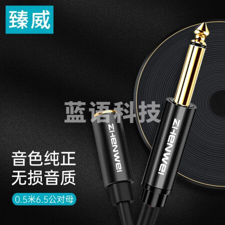 臻威（ZHENWEI）6.5mm音频线 6.35大二芯连接线 音箱功放麦克风电吉他电子琴鼓调音台转接线 公对母 2M