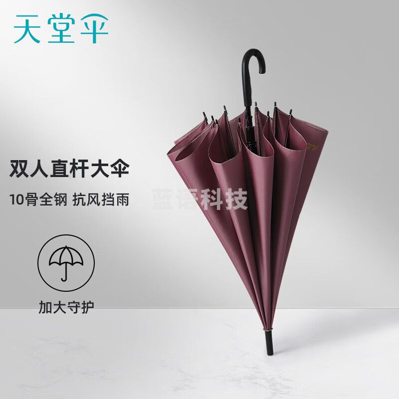 天堂伞 雨伞半自动长柄伞易甩干加大商务伞男士女士直杆晴雨伞 193E 8暗红