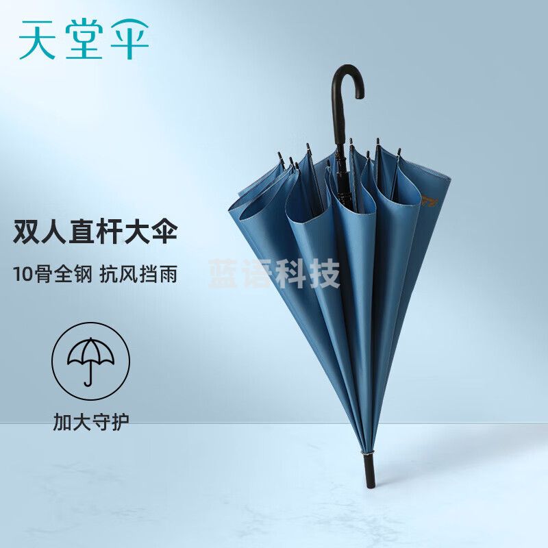 天堂伞 雨伞半自动长柄伞易甩干加大商务伞男士女士直杆晴雨伞 193E 2海蓝