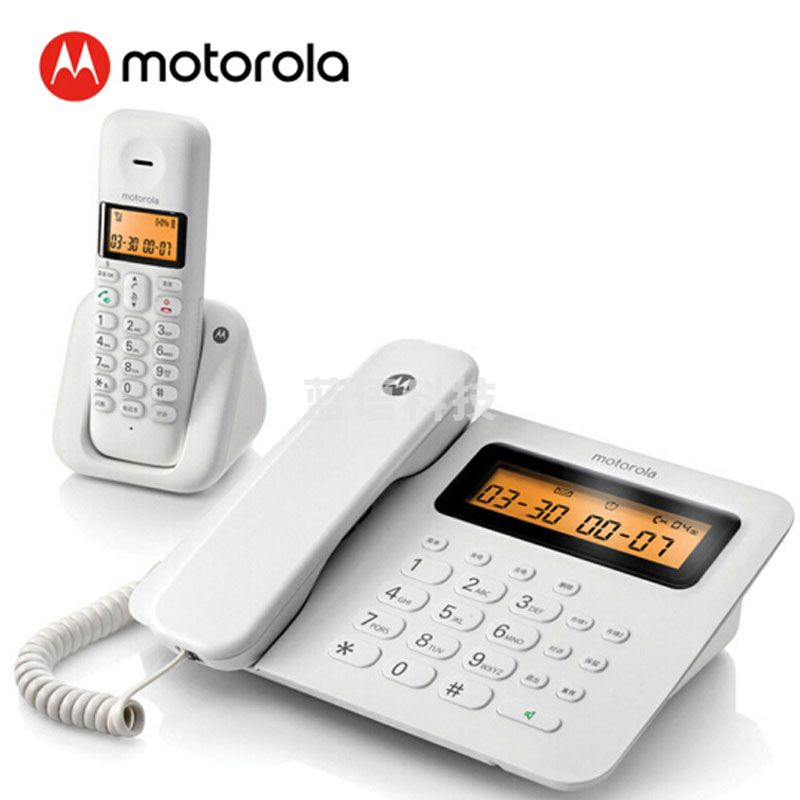 摩托罗拉(Motorola)C2601 数字无绳电话机 无线座机 子母机一拖一 双免提 大屏背光 一键拨号(白色)