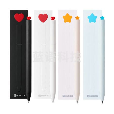 KACO初心旋转中性笔高颜值0.5mm子弹头黑色签字笔4支装 K1055