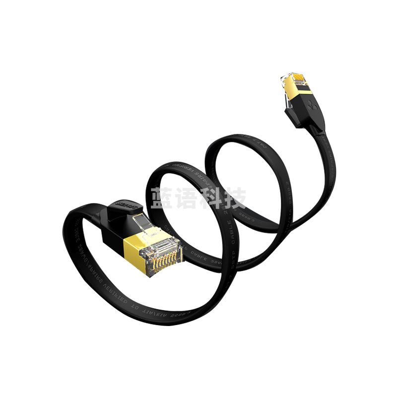 山泽(SAMZHE)七类CAT7类扁平网线镀金屏蔽双绞网络连接线电脑网络跳线7类成品网线黑色15米CAT-715C