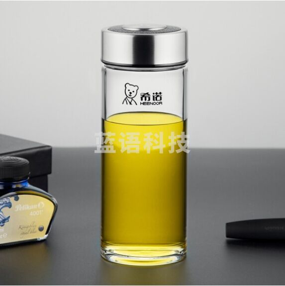 希诺（HEENOOR）XN-6015 280ml玻璃杯单层加厚男女士商务办公泡茶杯耐热便携车载水杯