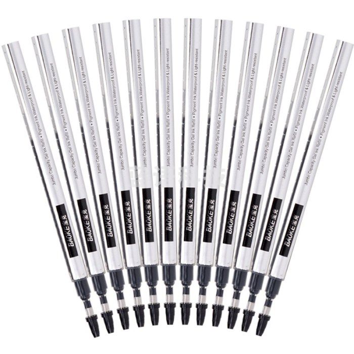 宝克（BAOKE）PS2190大容量笔芯银装芯0.5mm黑色12支装