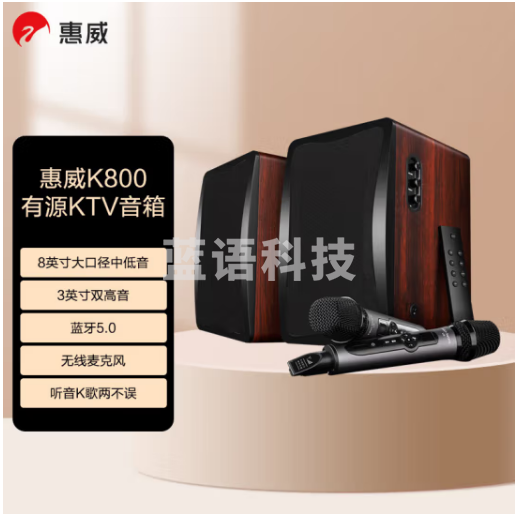 惠威（HiVi） K800 有源KTV音箱 专业无线麦克风K歌卡拉OKHIFI音响支持蓝牙光纤同轴音箱