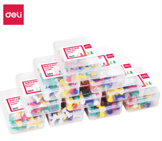 得力 deli 得力0021彩色工字钉(混)(35枚/盒).