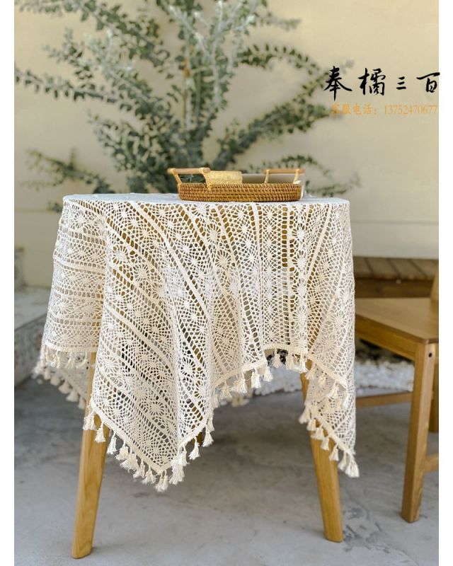 120*120 镂空桌布 复古茶几台布 餐桌布艺
