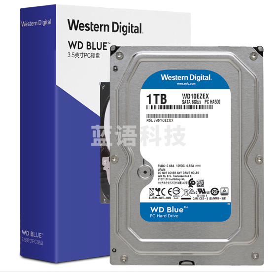 西部数据(WD)WD10EZEX 1TB SATA6Gb/s 7200转64MB 台式机械硬盘 蓝盘