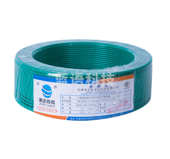 津达线缆 国标单芯塑铜线 硬线 电线 电缆 100M一盘 绿色1.5平方