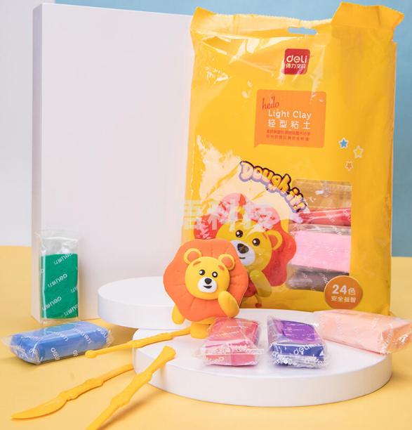 得力67851-24色袋装轻型粘土套装(黄)(袋)