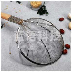 商用不锈钢密漏 中密30cm竹木柄大线漏勺 笊篱超细网捞面勺SY-LS1