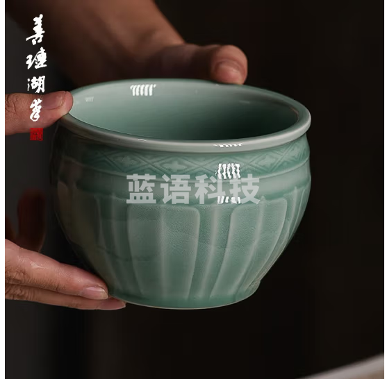 善琏湖笔 笔洗毛笔墨汁书法专用墨池墨碟笔搁文房四宝 清莲笔洗天青