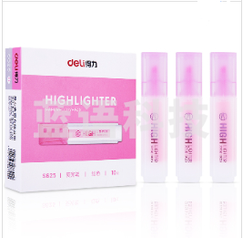 得力(deli)S625荧光笔 10支/盒 红色单支装