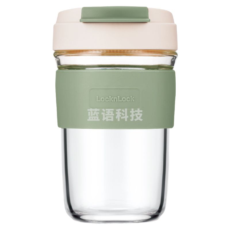 乐扣乐扣（LOCK&LOCK）苏打杯 茶杯手持玻璃杯便携随手茶水杯子460ML绿色LLG965GRN