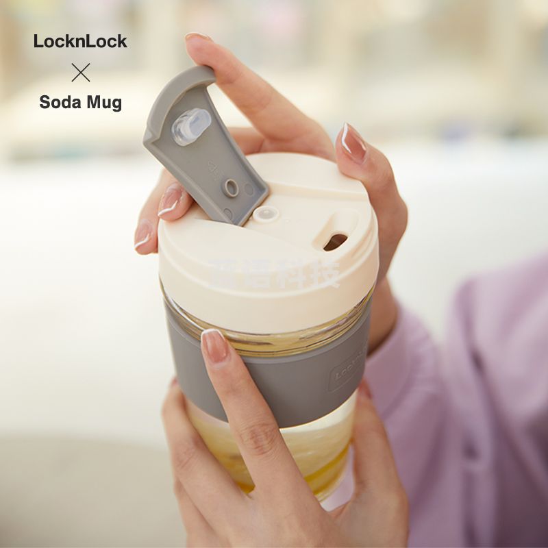 乐扣乐扣（LOCK&LOCK）苏打杯 茶杯手持玻璃杯便携随手茶水杯子460ML深灰色LLG965GRY