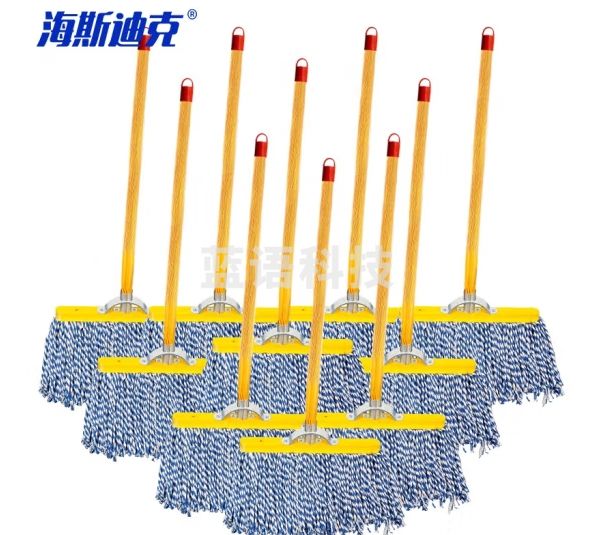 海斯迪克 HK-8026 平板拖把 木杆棉线老式墩布 棉纱地拖 木柄木质头 36cm宽(10把)
