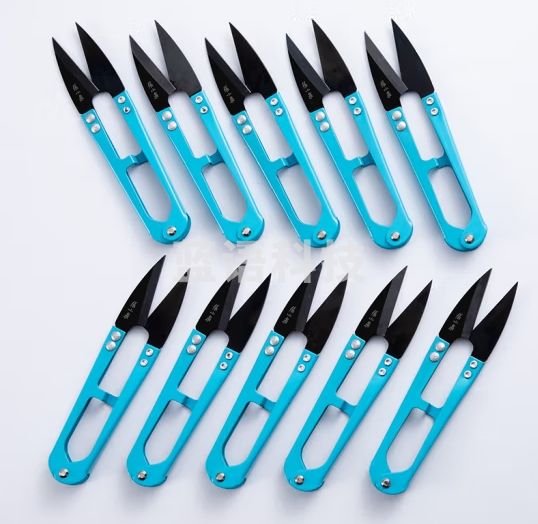 张小泉小剪刀剪线头纱剪纺织厂专用服装厂用的缝纫弹簧小剪子工业尖剪子 10把蓝色 防锈加强款