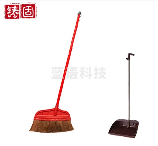 铸固 棕叶扫把 扫把簸箕套软棕毛加大扫帚鬃毛扫地笤帚 褐色簸箕+红柄棕榈扫把