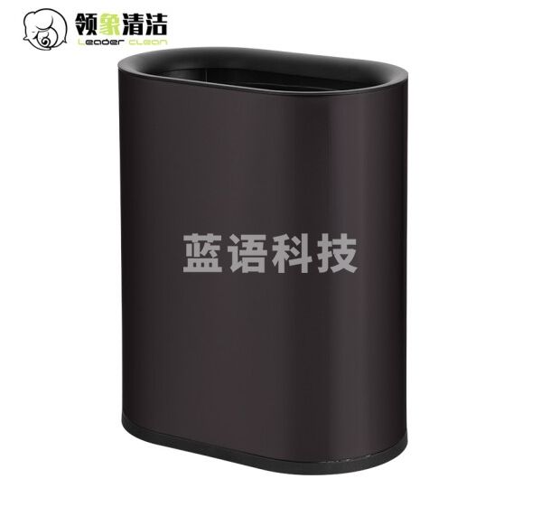 领象 椭圆压圈垃圾桶 无盖不锈钢压袋式垃圾篓金属清洁桶 黑钛钢12L