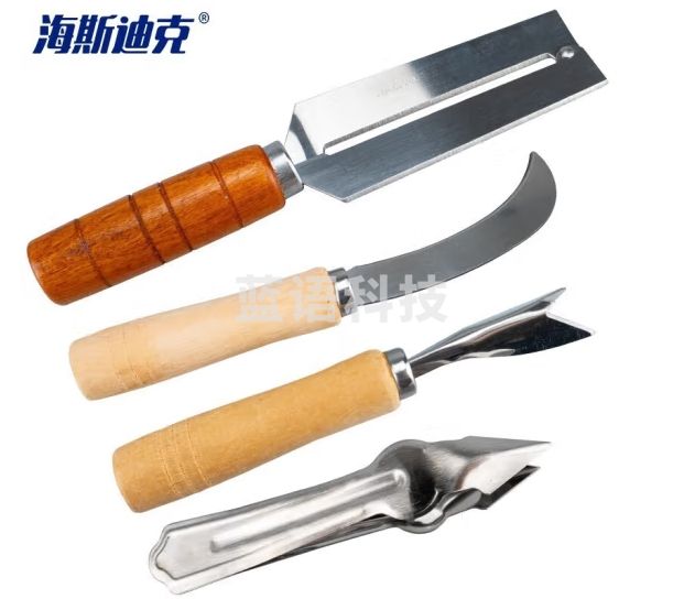 海斯迪克 HKY-104 不锈钢菠萝刀4件套 削皮刀铲刀弯刀去眼夹 甘蔗刀凤梨去眼夹挖籽水果甘蔗削皮器刨皮刀