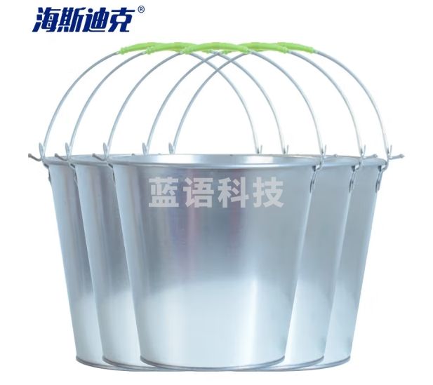 海斯迪克 HK-8032 圆形白铁皮桶 商超清洁加厚手提水桶 垃圾铁桶 大号油桶镀锌桶 15L 5个