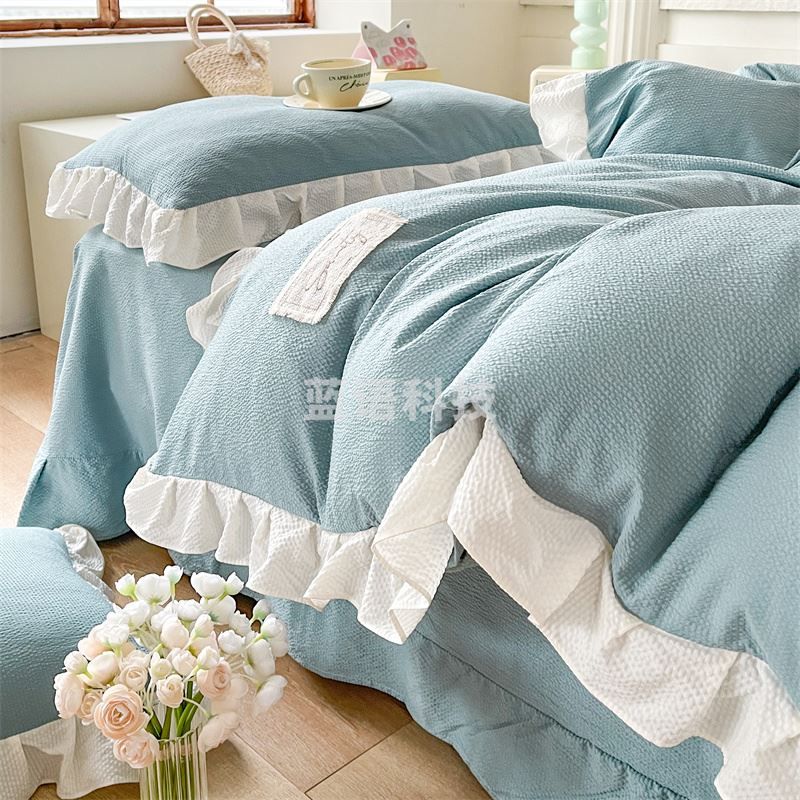 聚银家纺-水洗提花泡泡棉泡泡纱四件套 多色可选