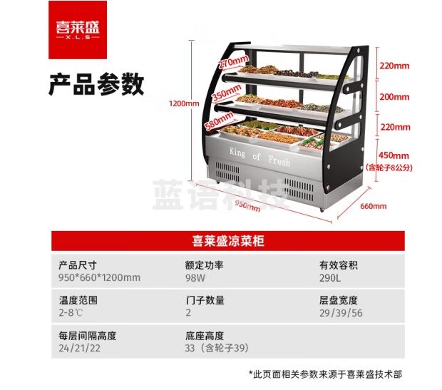 喜莱盛凉菜展示柜冷藏熟食柜卤肉卤菜点菜柜鸭脖汉堡炸鸡保鲜柜商用鲜肉烧烤直冷冰柜ZHLCG-1.0H
