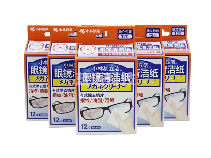 小林制药（KOBAYASHI）小林眼镜清洁纸一次性速干擦眼镜防雾布便携屏幕镜头清洁湿巾去指纹眼镜纸12片*6盒