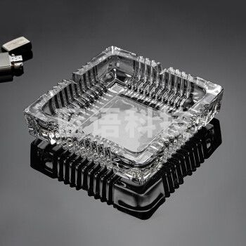 宫薰 新中式透明烟灰缸家用客厅潮流创意摆件高档茶几大号烟缸桌面套装 玻璃方形烟灰缸12cm