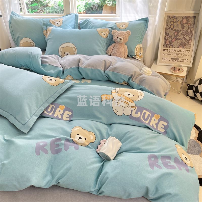 聚银家纺-秋冬新款全棉纯棉磨毛四件套 多色可选