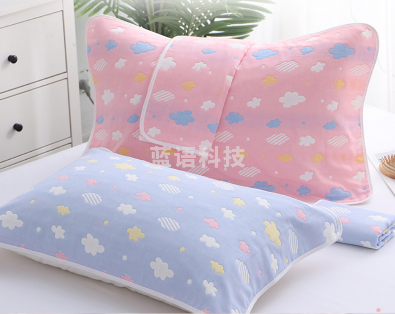 沐凡 纯棉加大加厚六层纱布枕巾 一个装颜色随机50*80cm