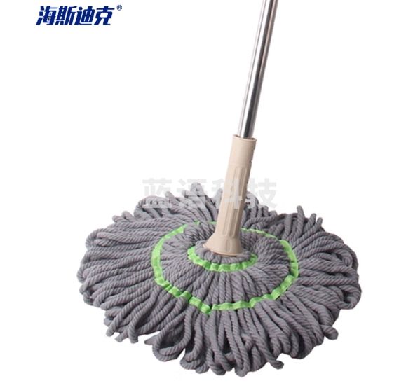海斯迪克 HKW-69 自拧水旋转拖把 伸缩杆干湿两用免手洗 纤维绳款灰色带杆