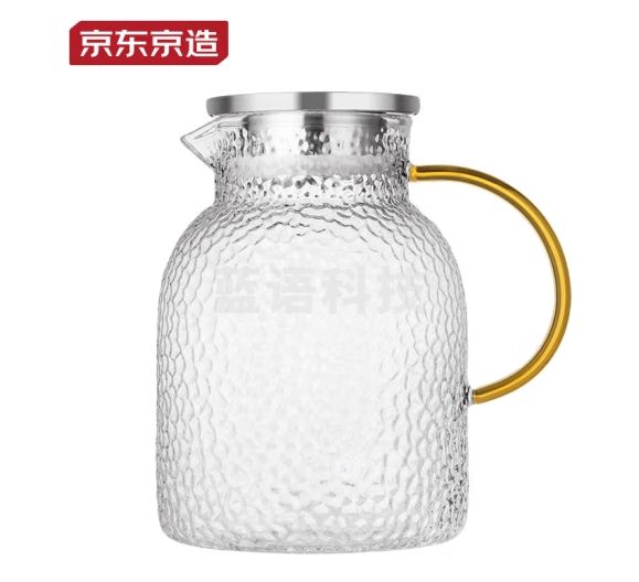 京东京造高硼硅锤纹饮用冷水壶大容量水杯玻璃杯凉水壶杯子泡茶壶1.8L tmk005