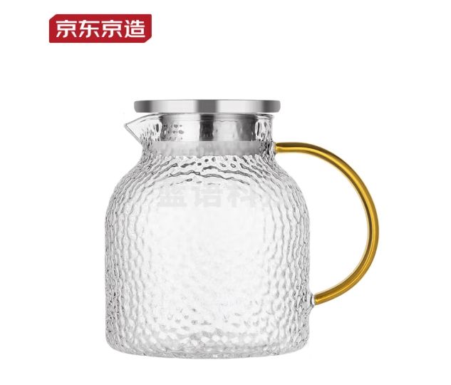 京东京造高硼硅锤纹饮用冷水壶大容量水杯玻璃杯凉水壶杯子泡茶壶1.2L