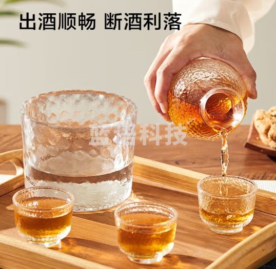 京东京造手工锤木纹日式清酒壶清酒杯套装1壶1缸4杯 WJHTZ