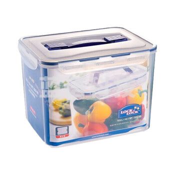乐扣HPL885 保鲜盒塑料长方形大容量冰箱收纳盒箱透明密封盒手提 9.6L有手柄