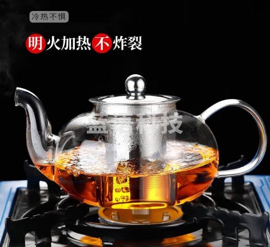 heisou 玻璃沏茶壶耐高温加厚过滤泡茶家用加热花茶壶800ml KC1601