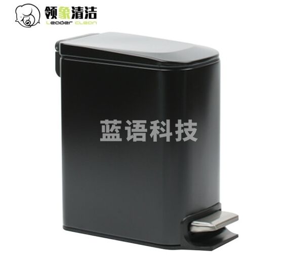 领象 不锈钢脚踏垃圾桶缓降带盖翻盖内外双桶6L 钛黑色
