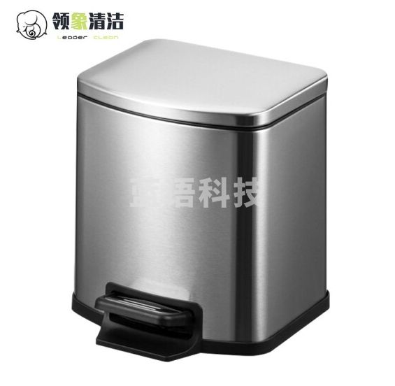 领象 不锈钢脚踏垃圾桶缓降带盖内外双桶 A1款5L 银色