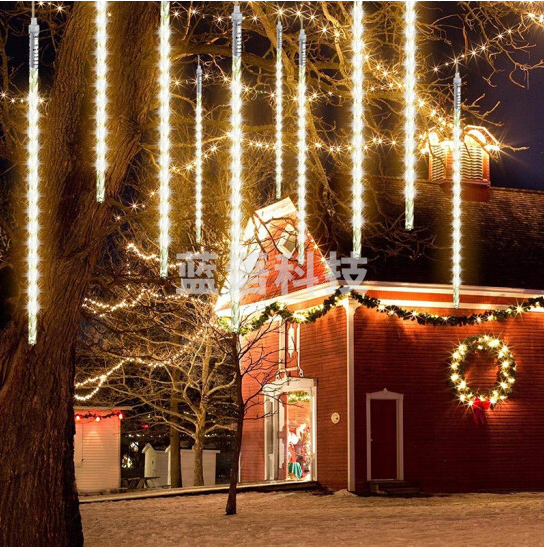 流星雨LED彩灯串 新年装饰七彩闪灯挂灯 8根一组