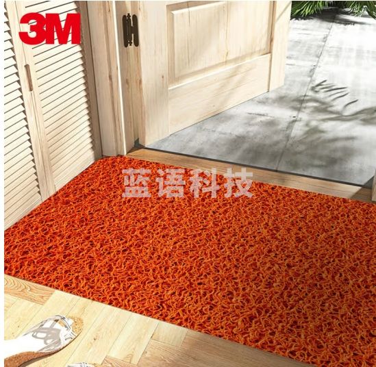 3M 丝圈地垫入户进门脚垫卫生间浴室商场商用7100除尘防滑垫子 可定制尺寸异形图案LOGO 红色60*90cm
