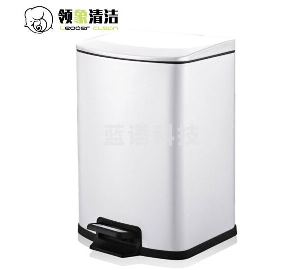 领象 不锈钢脚踏垃圾桶缓降带盖内外双桶 A1款12L 纯白