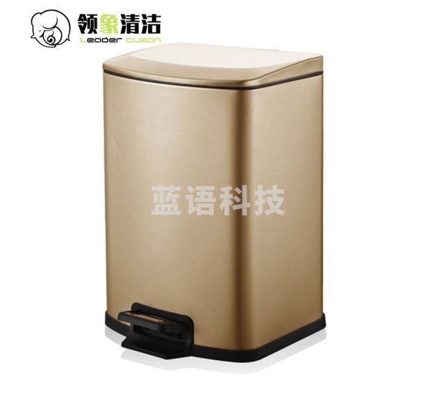 领象 不锈钢脚踏垃圾桶缓降带盖 内外双桶 A1款12L 香槟金