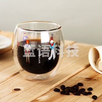 乐扣乐扣（LOCK&LOCK）LLG918 城市生活双层玻璃杯卡通茶水咖啡杯子350ML