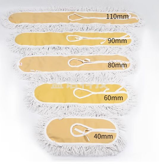 海斯迪克 HK-7001 大堂尘推黄白色 商场平板拖把 加厚粗线棉纱地拖 80cm替换布