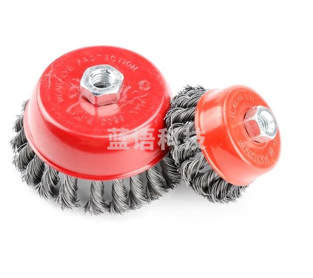 海斯迪克 HKL-12 扭丝碗型钢丝轮带螺帽角磨 打磨除锈盘型纽丝轮 除锈工具 4寸100mm(330克M14)