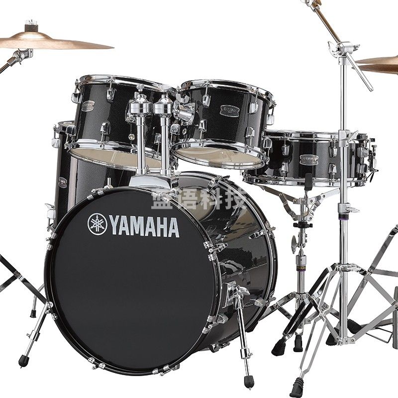 雅马哈（YAMAHA）RYDEEN雷神架子鼓原声鼓儿童爵士鼓打击乐器五鼓四镲+沙宾镲片5片（闪耀黑BLG